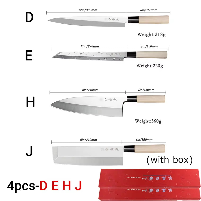 Professional Japanese Sashimi Knife Sushi Chef Knives Salmon Slicing Raw Meat Butcher Cleaver Stainless Steel Filleting Knife