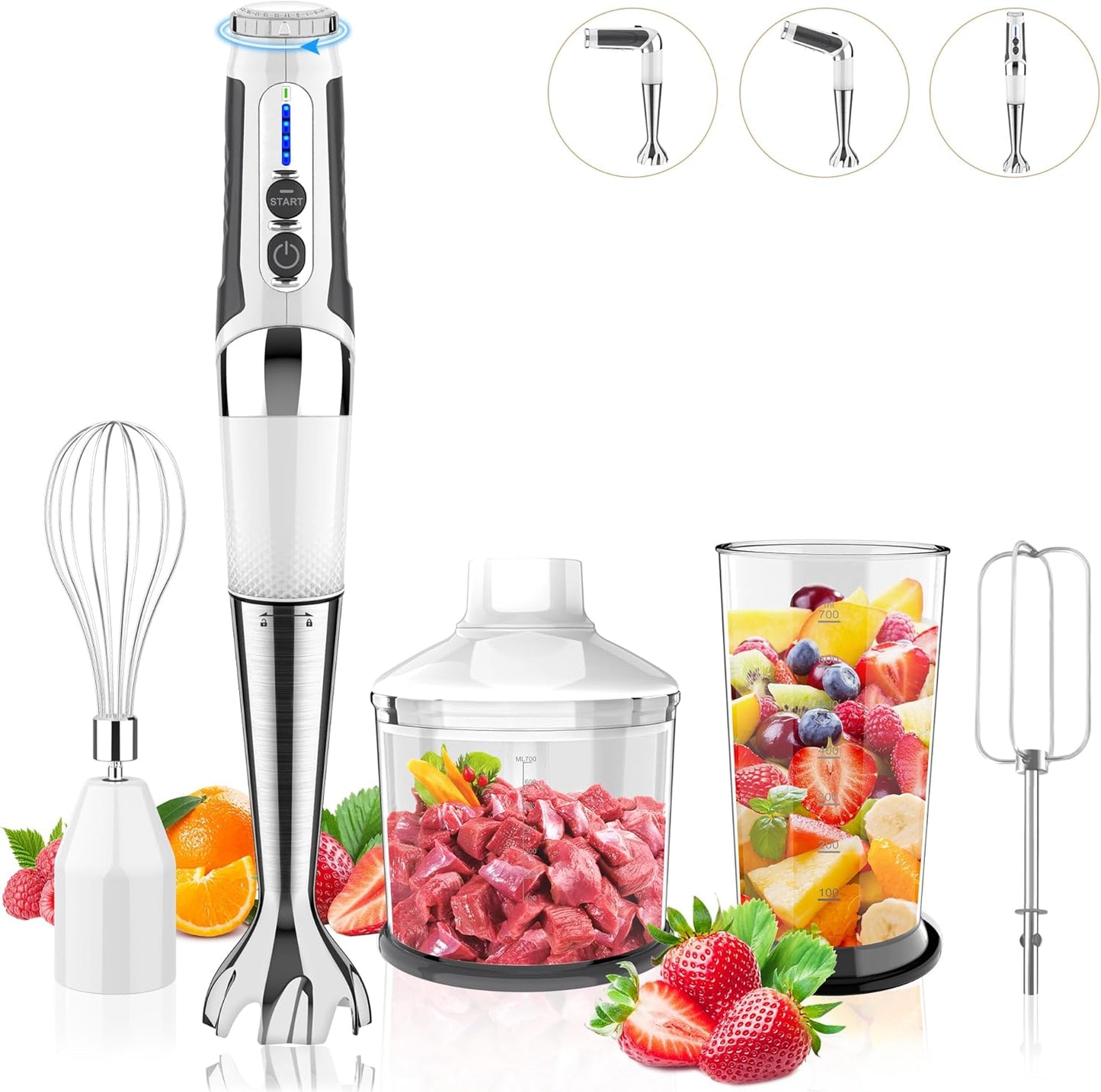 Cordless Immersion Blender Handheld: Powerful Rechargeable Electric Hand Blender, 21-Speed & 3-Angle Adjustable with Stainless Steel Blades for Milkshakes, Smoothies, Soup, Puree, Baby Food (Black)