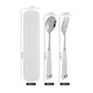 Portable Cartoon Tableware with Case Kitchen Utensils Reusable Flatware Silverware Include Fork Spoon for Children