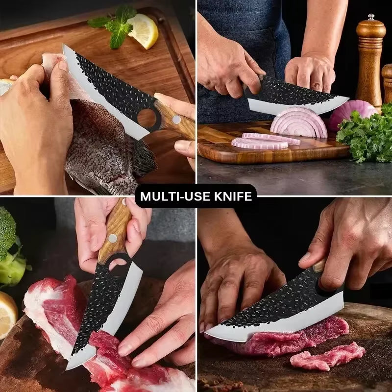 Kitchen Knife Handmade Forged Butcher Knife Boning Knives Meat Cleaver Vegetables Cutter Professional Household Chef Cook Knife