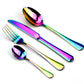 Colorful Rainbow Dinnerware Set Stainless Steel Cutlery Set 1/4 Pcs Black Knife Fork Set Tableware Gold Silver Western Food Set