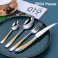 8/12/16/20/24Pcs Gold Plated Cutlery Set Kitchen Utensils Stainless Steel Western Tableware Sliver Fork Spoon Dishwasher Safe