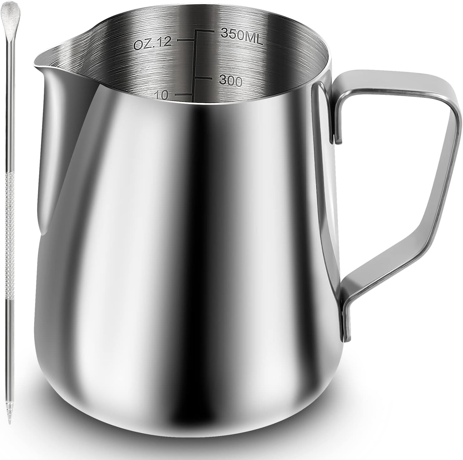 Milk Frothing Pitcher, 12 Oz Milk Frother Steamer Cup Stainless Steel Espresso Cup