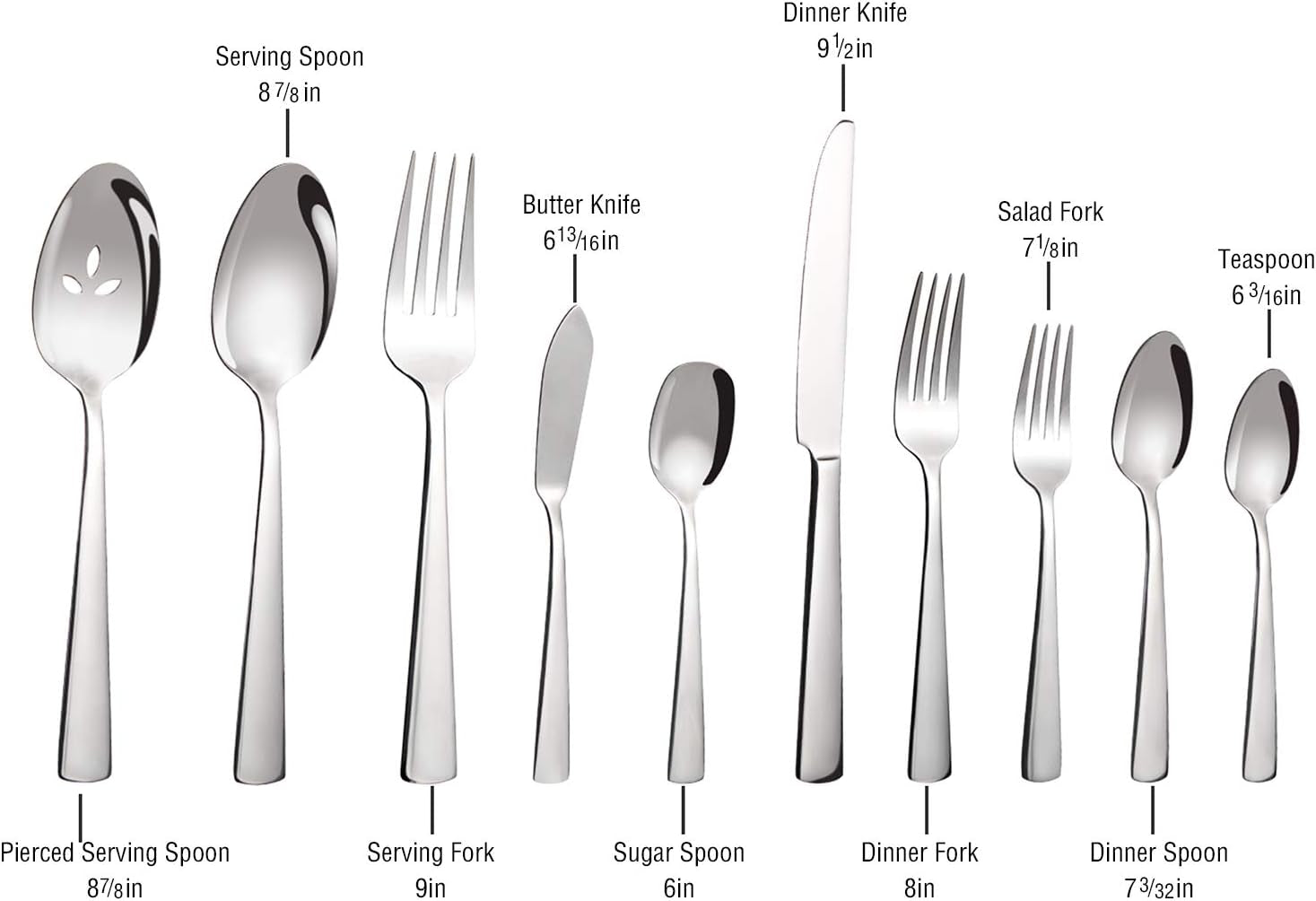 45-Piece Silverware Flatware Cutlery Set Service for 8, Durable Stainless Steel Tableware in Ergonomic Design Size and Weight, Dishwasher Safe