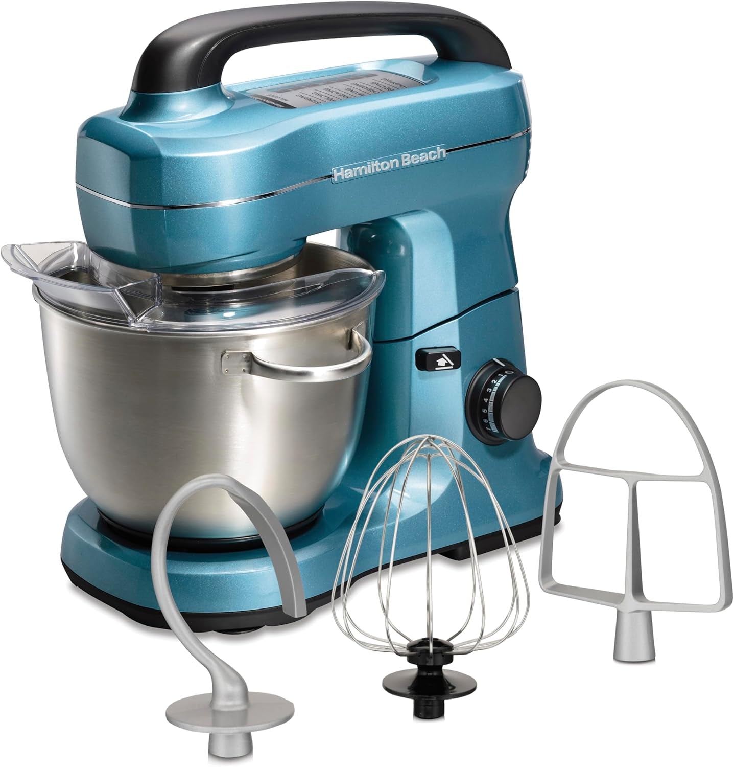 Electric Stand Mixer, 4 Quarts, Dough Hook, Flat Beater Attachments, Splash Guard 7 Speeds with Whisk, Red