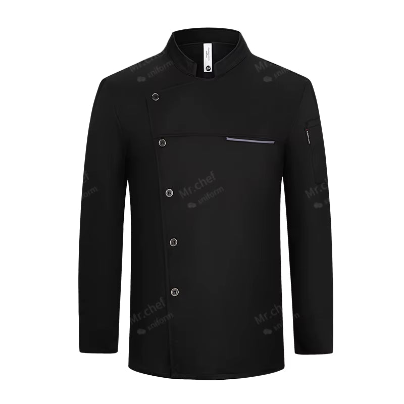 Men Chef Jacket with Apron Long Sleeve Chef Uniform Restaurant Cook Coat Chef T-Shirt Work Uniform Hotel Clothes Logo Women