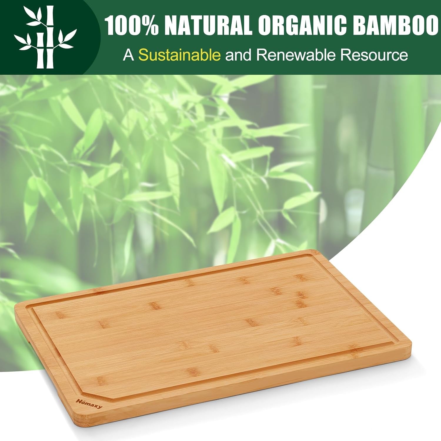 Extra Large Organic Bamboo Cutting Boards for Kitchen, 18"X12" Wooden XL Cutting Board with Juice Groove and Handles, Charcuterie Butcher Block Wood Serving & Chopping Board - Pre Oiled