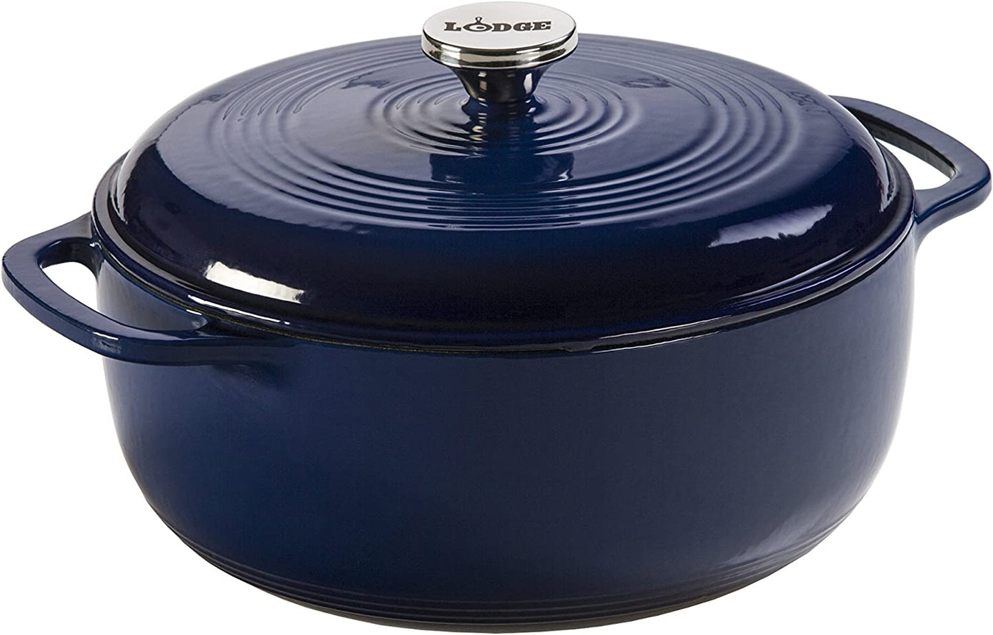 6 Quart Enameled Cast Iron Dutch Oven with Lid – Dual Handles – Oven Safe up to 500° F or on Stovetop - Use to Marinate, Cook, Bake, Refrigerate and Serve – Blue