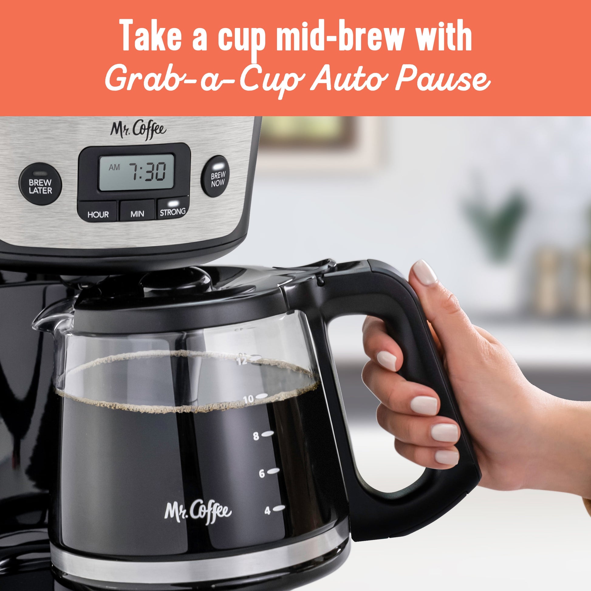 12 Cup Programmable Coffee Maker with Strong Brew, Stainless