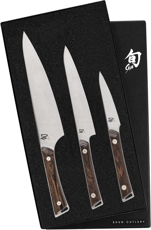 Kanso 3 Piece Starter Set, Includes 8" Chef'S Knife, 3.5" Paring Knife & 6" Utility Knife, Handcrafted Japanese Knife Set, AUS10A Stainless Steel Blades, Tagayasan Handles