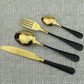 Gold Dinnerware Set Stainless Steel Cutlery Set Black Fork Knife Tea Spoon Dinner Set Colorful Silverware Kitchen Tableware Set