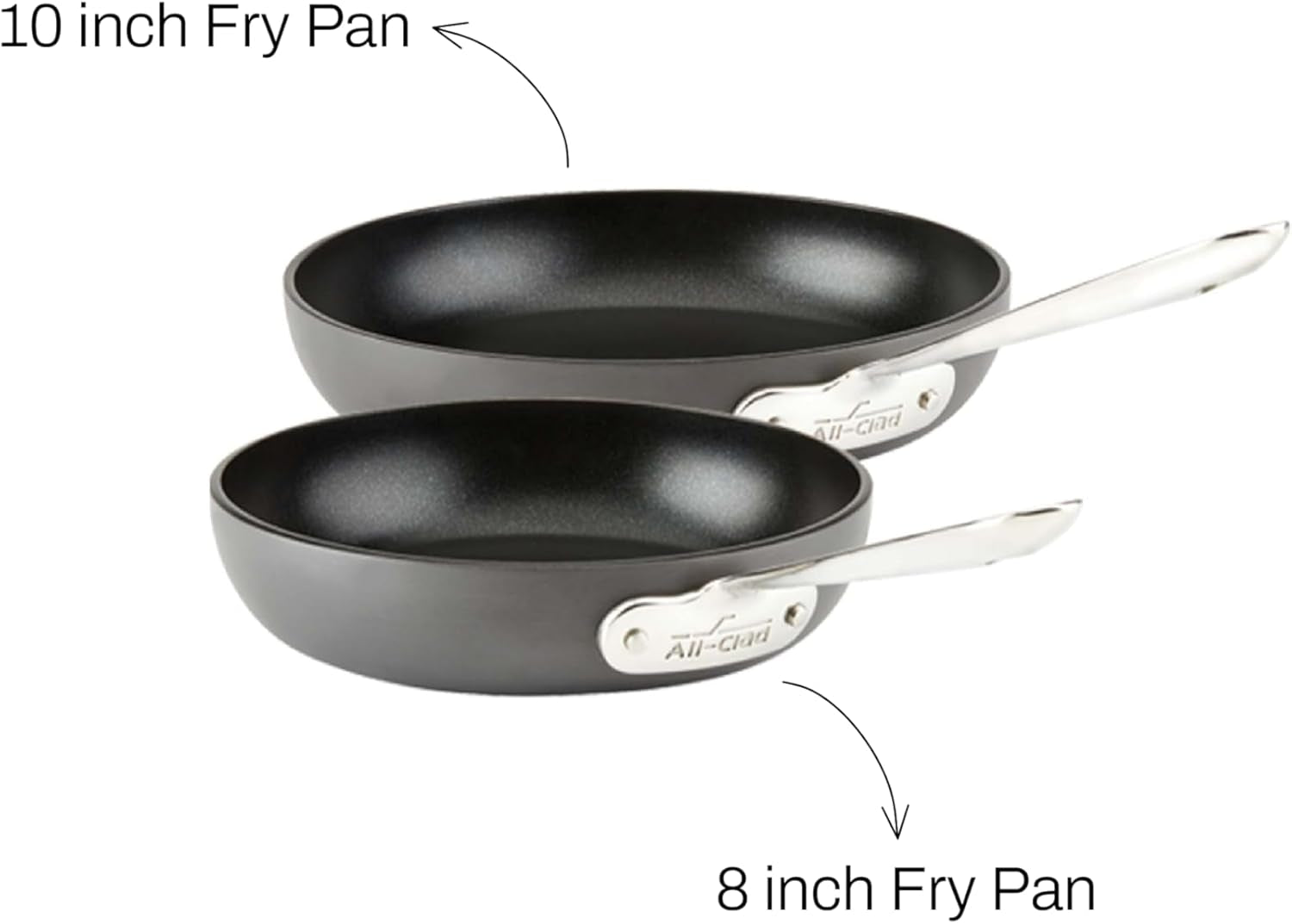 HA1 Hard Anodized Non Stick Fry Pan Set 2 Piece, 8, 10 Inch, Induction, Oven Broiler Safe 500F, Pots and Pans Set, Kitchen Frying Pans, Skillets, Premium Cookware, Home, Dishwasher Safe Black