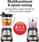 Power Elite Blender for Shakes and Smoothies with 3-Cup Vegetable Chopper Mini Food Processor, 40Oz Glass Jar, 12 Functions for Puree, Ice Crush, Black and Stainless Steel (58149)