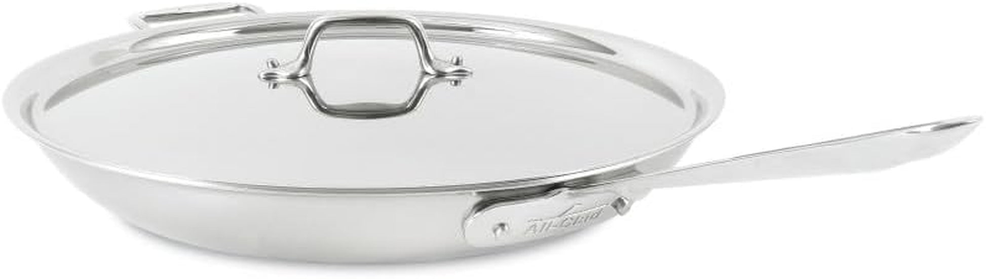 D3 Stainless Tri-Ply Bonded Stainless Steel Fry Pan with Lid, 12-Inch, Silver