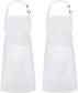 2 Pack Adjustable Bib Apron Waterdrop Resistant with 2 Pockets Cooking Kitchen Aprons for Women Men Chef, Black