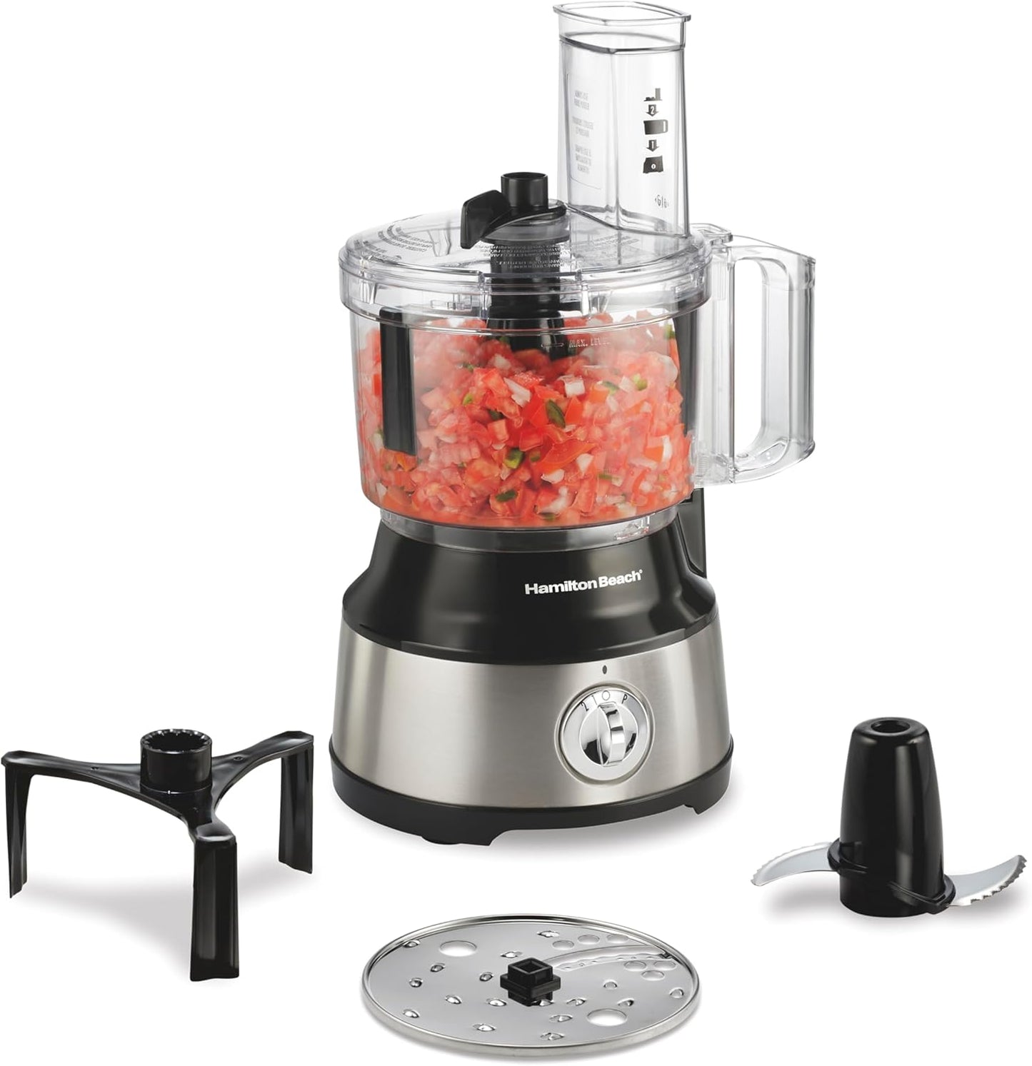 Food Processor & Vegetable Chopper for Slicing, Shredding, Mincing, and Puree, 10 Cups + Easy Clean Bowl Scraper, Black and Stainless Steel (70730)