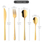 4Pcs Luxury 304 Stainless Steel Tableware Set Silverware Fork Spoon Knife Travel Cutlery Set Gold Portable Camping Flatware Set