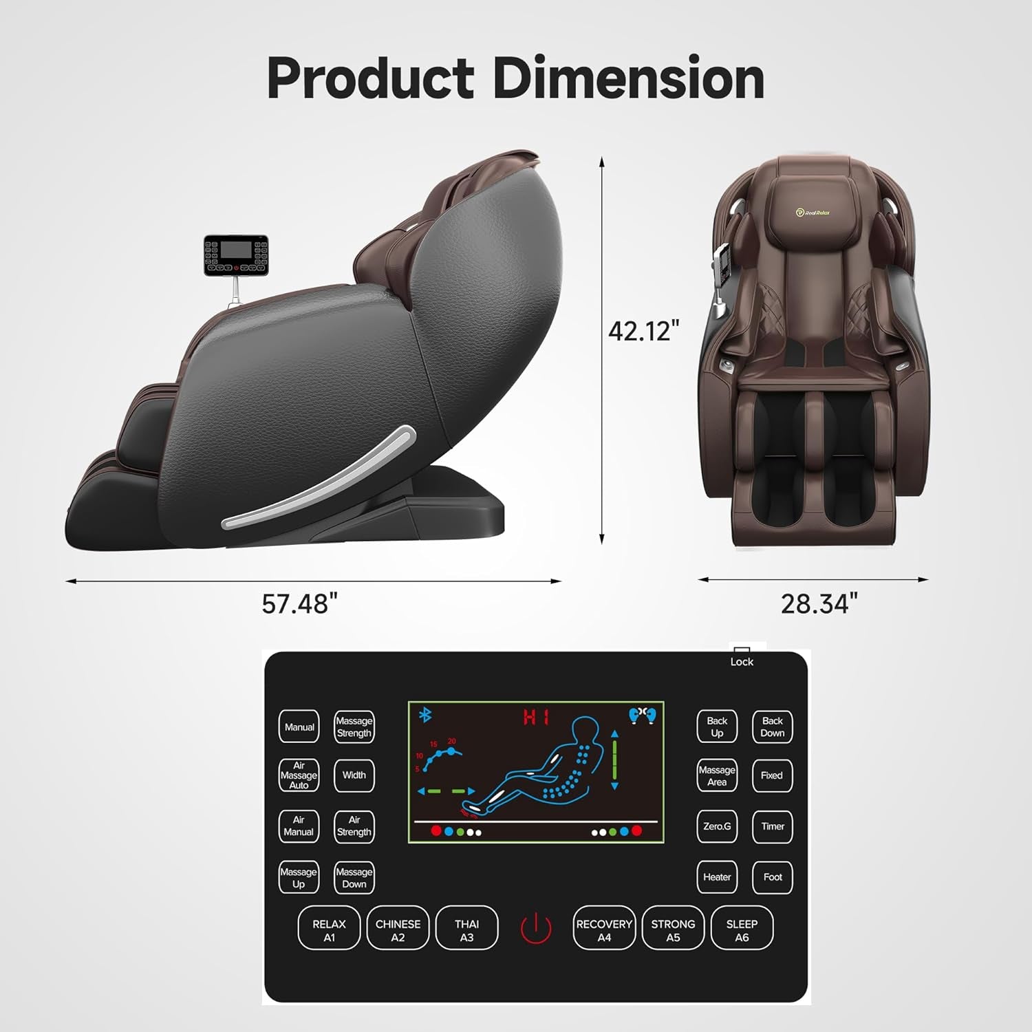 Massage Chair Favor-06, Full Body Zero Gravity Sl-Track Shiatsu Massage Recliner Chair with APP Control, Brown