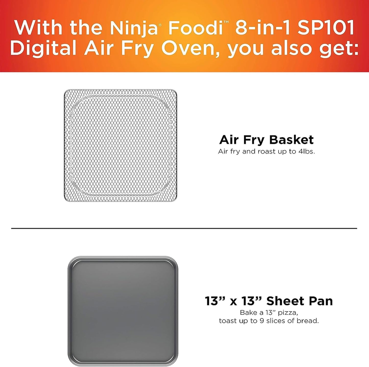 SP101 Digital Air Fry Countertop Oven with 8-In-1 Functionality, Flip up & Away Capability for Storage Space, with Air Fry Basket, Wire Rack & Crumb Tray, Silver