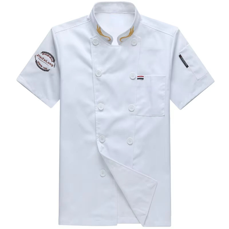 Unisex Chef Jacket Men and Women Short/Long Sleeve Cook Shirts Ear of Wheat Embroidery Restaurant Hotel Uniform