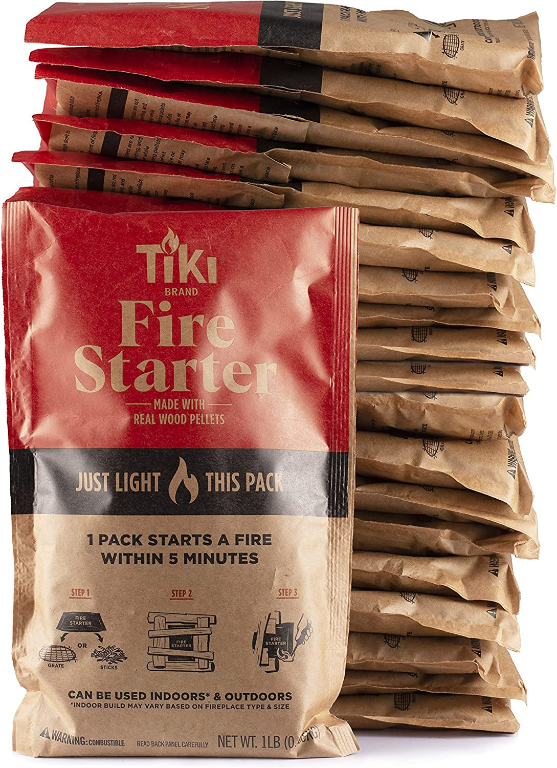 Brand Fire Starter | 20-Pack, Indoor/Outdoor Fire Starter, Wood Pellets, Outdoor Fire Pit Fire Starter, Indoor Fire Place Fire Starter, Easy Fire Starter, 15 X 11.88 X 9 Inches,122000668