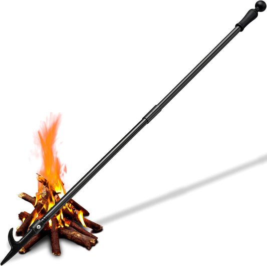 Fire Poker for Fire Pit, 46 Inch Extra Long Portable Campfire Poker for Fireplace, Camping, Wood Stove, Outdoor and Indoor Use, Rust Resistant Stainless Steel Black Finish