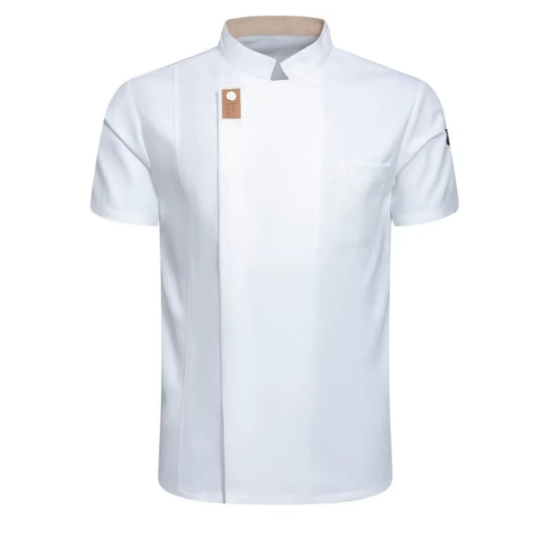 2024 New Men Women Chef Jacket Short Sleeve Cook Shirt Bakery Restaurant Waiter Uniform Top