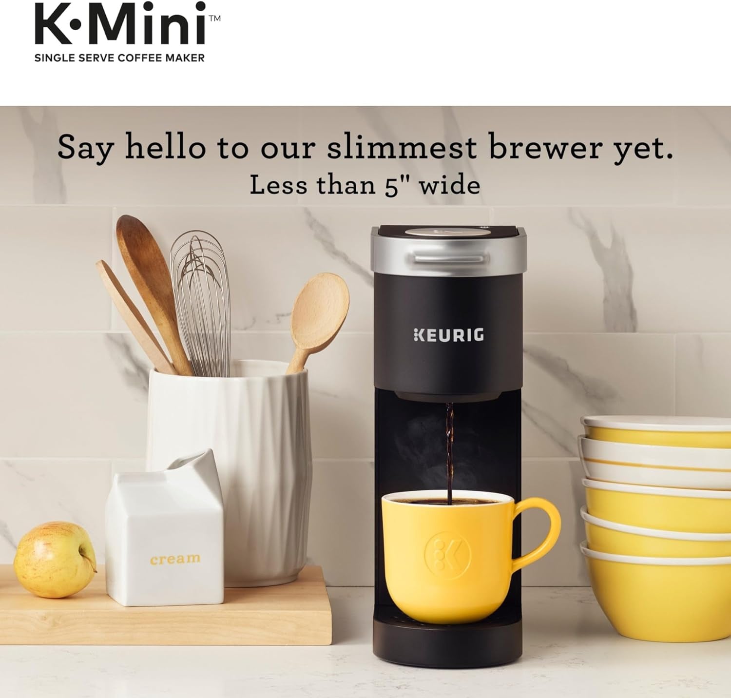 K-Mini Single Serve K-Cup Pod Coffee Maker, 6 to 12Oz Brew Size, with Cord Storage, Perfect for Small Spaces, Black