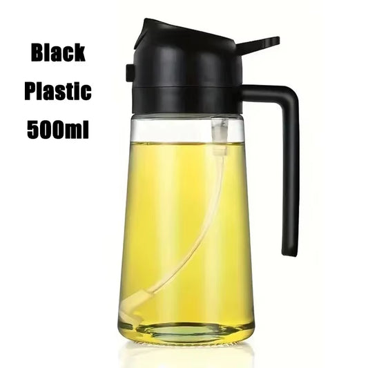 Multi-Functional Kitchen Oil Bottle Spray Oil Pouring Two-In-One Food-Grade Material Is Not Easy to Damage 500ML Large Capacity