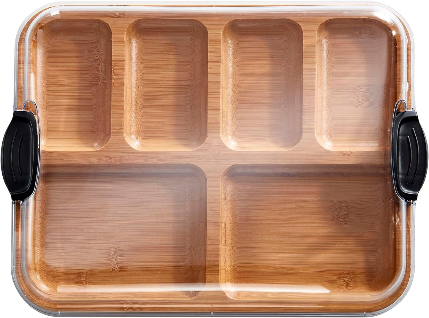 Build-A-Board Cutting Board with Compartments and Clear Locking Lid for Charcuterie, Snacks, and More-Make It. Take It. Enjoy It, 11X14 Inch, Bamboo