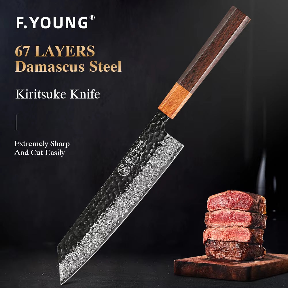 8.2" Japanese Kiritsuke Chef Knife Damascus Steel Sharp Meat Vegetable Cleaver VG10 Handmade Professional Kitchen Knives