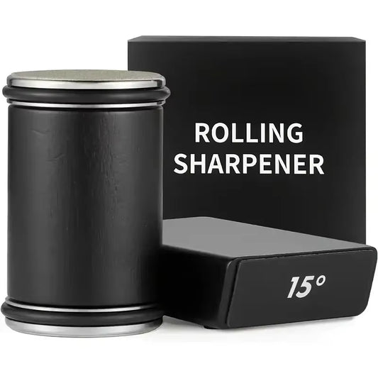 Rolling Knife Sharpener Double-Sided Diamond Sharpening Stone 15 & 20 Degree Magnetic Angle Roller Sharpening for Kitchen Knives