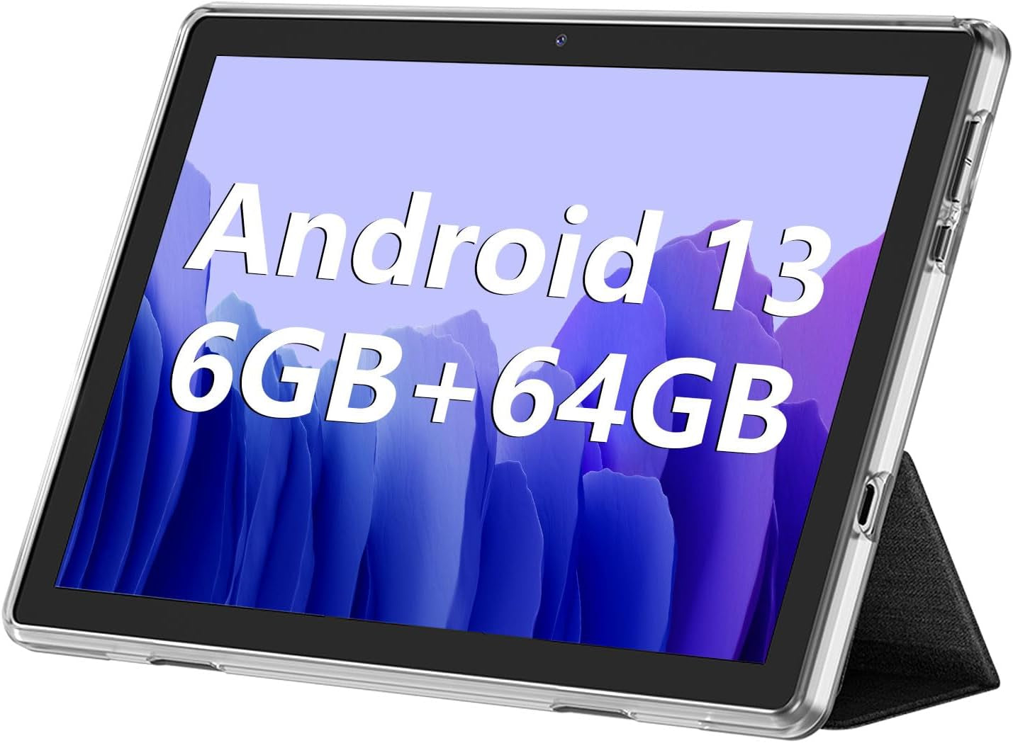 Android Tablet, 10.1 Inch Android 13 Tablets 6GB RAM 64GB ROM 1TB Expand, 1280X800 IPS HD Touchscreen,6000Mah Battery, Bluetooth, Dual Camera, GMS, Wifi （Silver