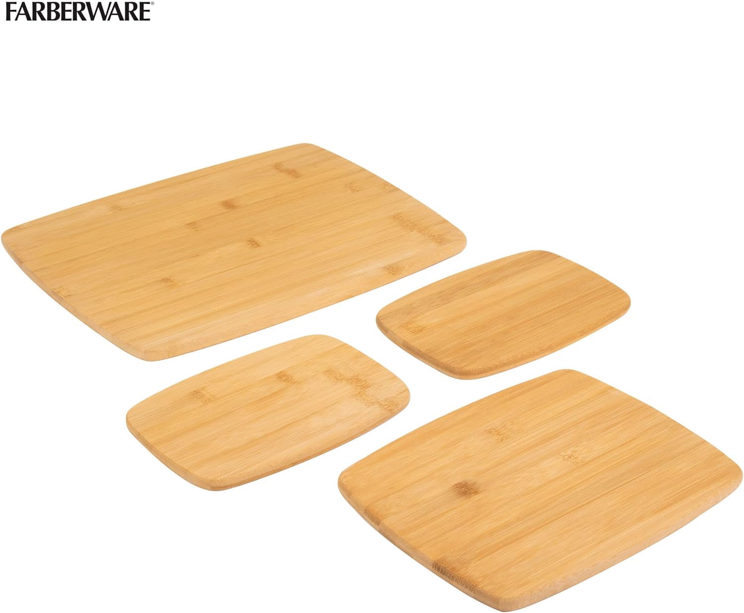 4-Piece Reversible Bamboo Cutting and Charcuterie Board Set, Assorted Size