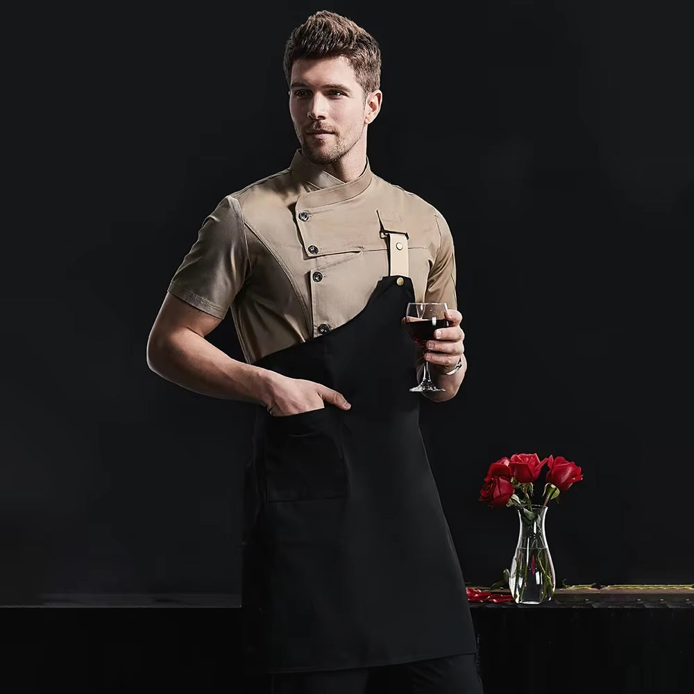 Kitchen Jacket Catering Uniform Short Sleeve Chef Clothes Hotel Waitress Restaurant Workwear Bakery Sushi Chef Coat Cooker Shirt