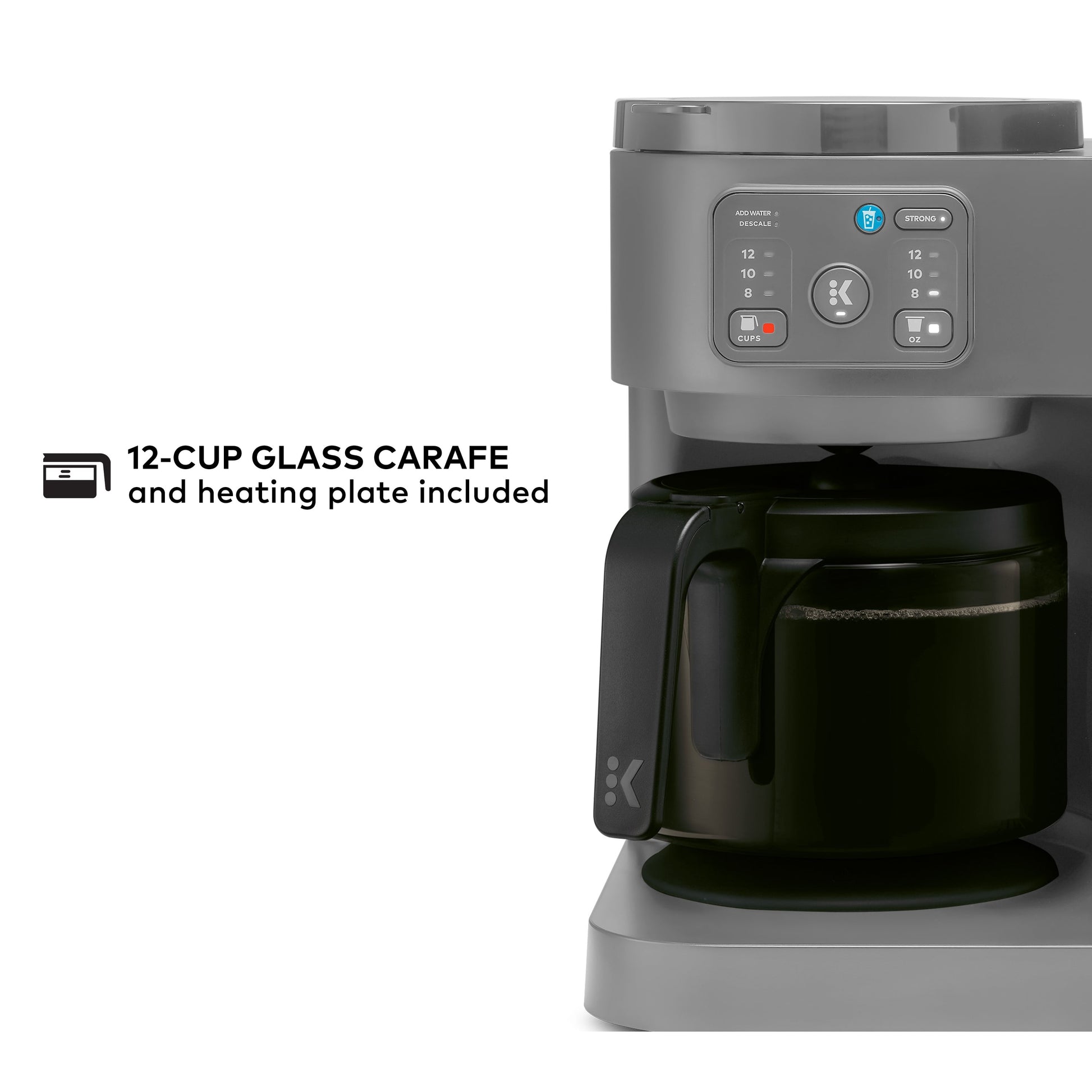 K-Duo Essentials, Hot & Iced Single-Serve K-Cup Pod Coffee Maker & Carafe, Moonlight Grey