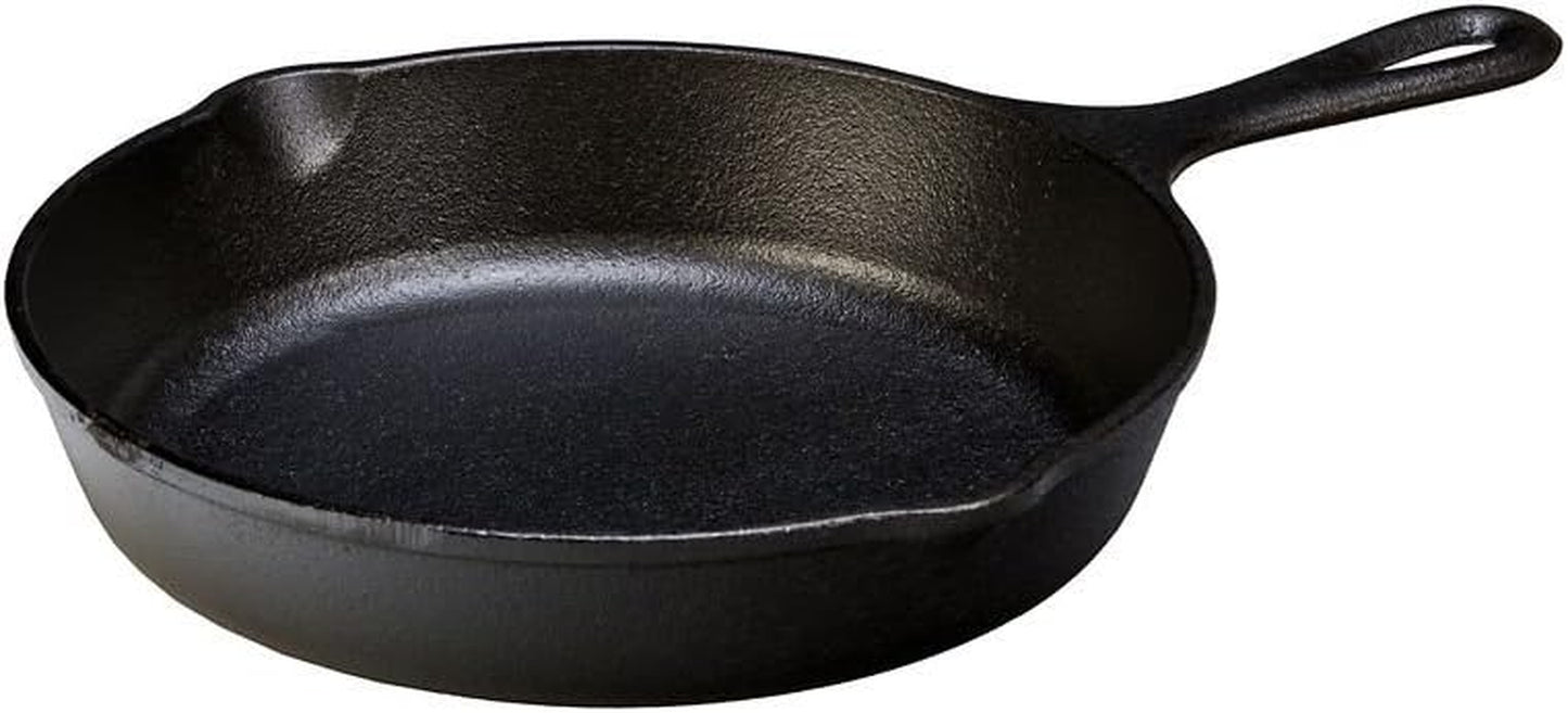 10.25 Inch Cast Iron Pre-Seasoned Skillet – Signature Teardrop Handle - Use in the Oven, on the Stove, on the Grill, or over a Campfire, Black