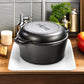 Pre-Seasoned Cast Iron Double Dutch Oven with Loop Handles, 5 Qt