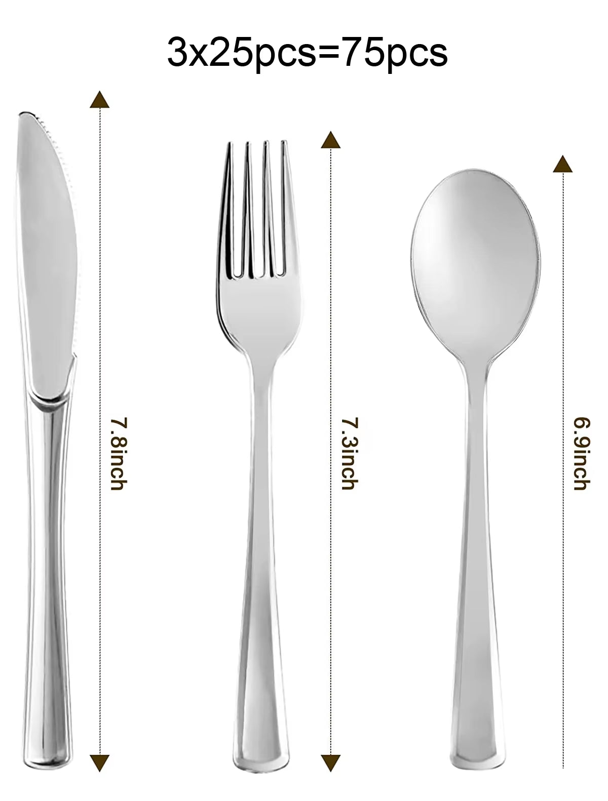 75 Pieces Gold Plastic Silverware- Party Flatware Set-Heavyweight Plastic Cutlery- Includes 25 Forks, 25 Spoons, 25 Knives