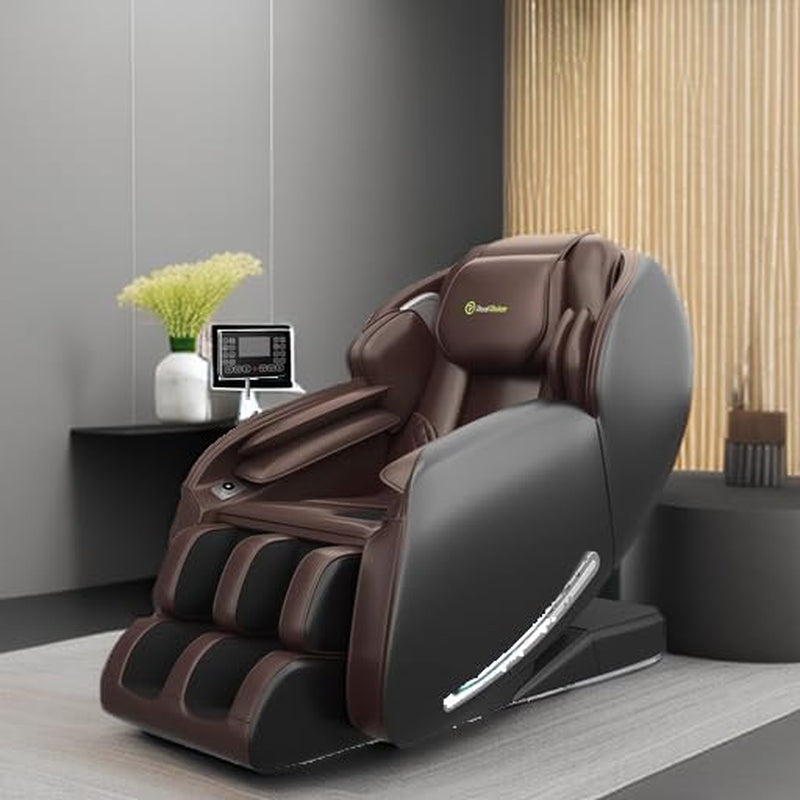 Massage Chair Favor-06, Full Body Zero Gravity Sl-Track Shiatsu Massage Recliner Chair with APP Control, Brown