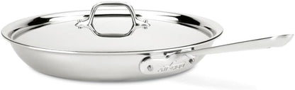 D3 Stainless Tri-Ply Bonded Stainless Steel Fry Pan with Lid, 12-Inch, Silver