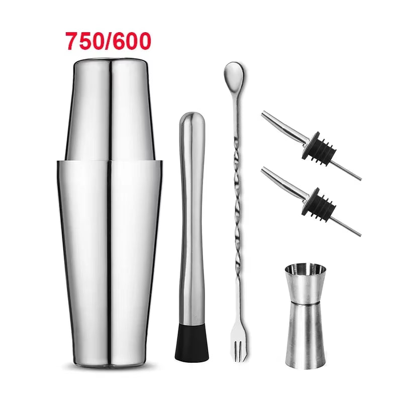 Stainless Steel Cocktail Shaker Mixer Wine Martini Boston Shaker for Bartender Drink Party Bar Tools 550ML/750ML