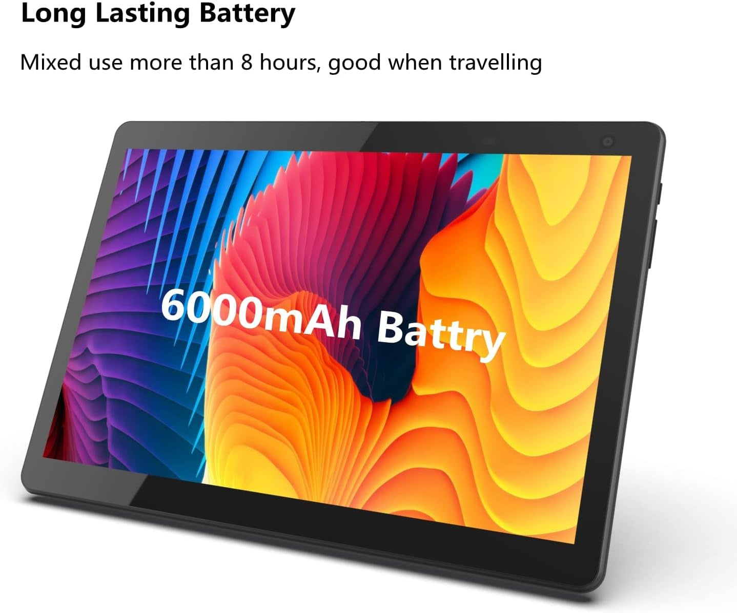 Tablet 10 Inch, Android 14 Tablet, 32GB ROM 1TB Expand Computer Tablets, Quad Core Processor 6000Mah Battery, 1280X800 IPS Touch Screen, 2+8MP Dual HD Camera, Bluetooth Wifi Tablet PC