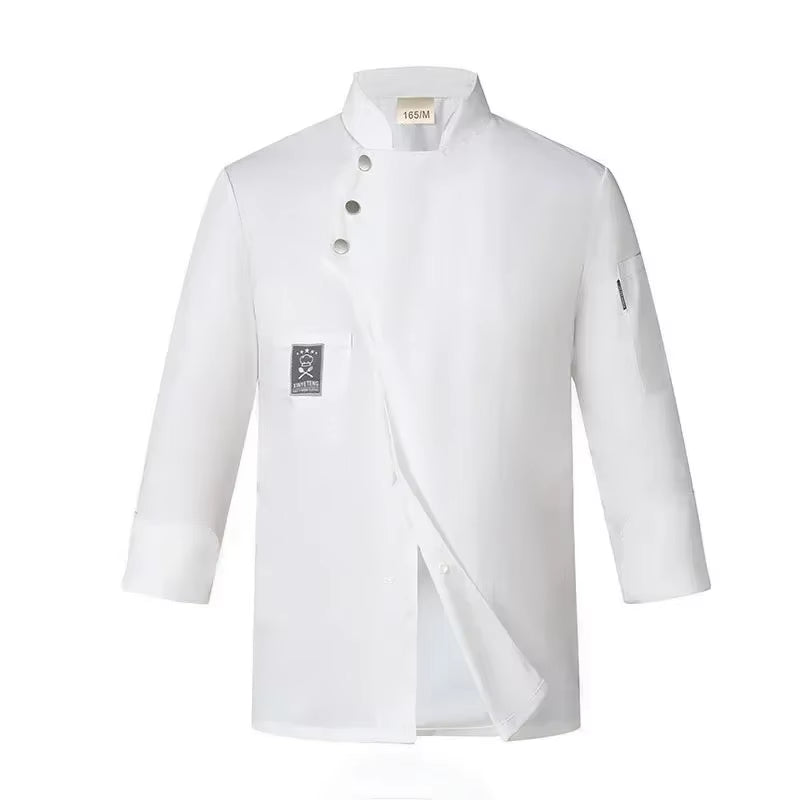 Black Chef Uniform Jacket Long Sleeve Chef T-Shirt Restaurant Uniform Bakery Food Service Breathable New Cooking Clothes Logo