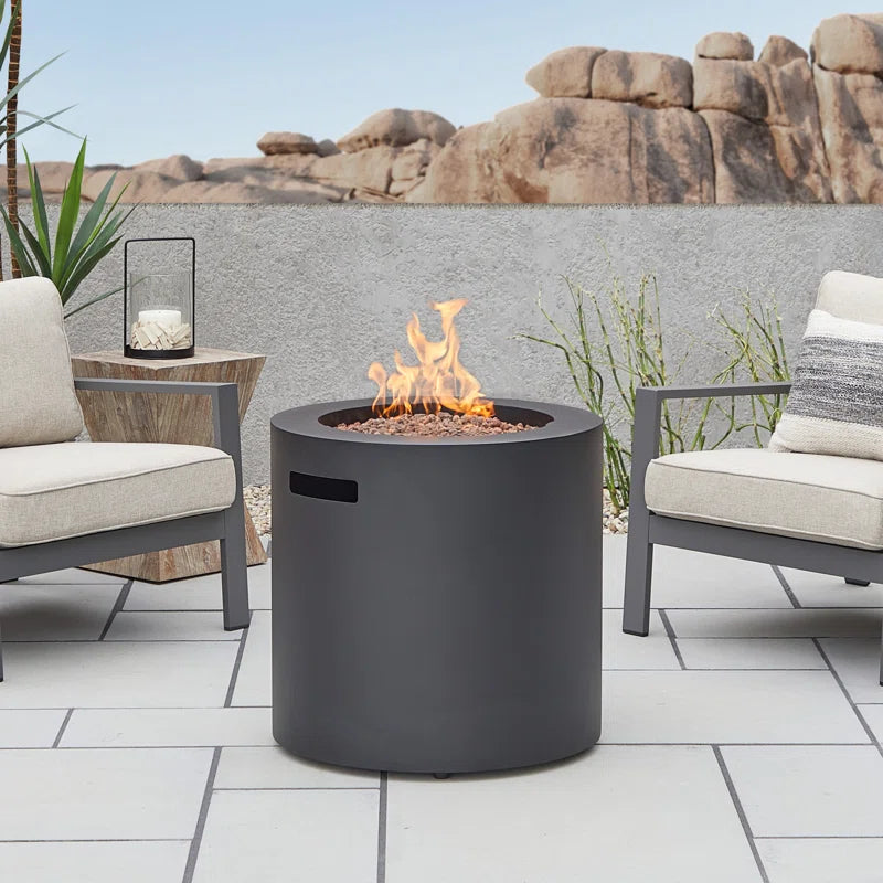 Aegean 24" round Steel Propane Fire Pit Table with Hidden Tank Storage by