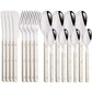 4/16Pcs Acrylic Handle Knife Fork Set Stainless Steels Dinner Cutlery Set Green Silver Western Dinnerware Home Kitchen Flatware