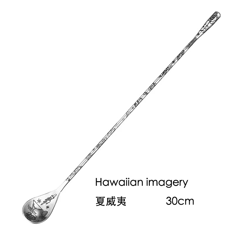 30Cm/40Cm/50Cm Teardrop Cocktail Bar Spoon Mixing Spoon 304 Stainless Steel Twisted Mixing Stir Spoon Bar Tool