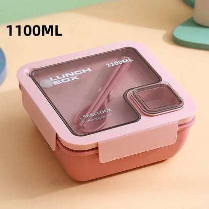 1Pcs Lunch Box Portable Lunch Bags for Children School Office Bento Box with Tableware Complete Kit Microwavable Heating