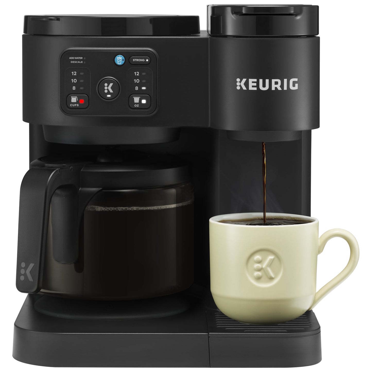 K-Duo Essentials, Hot & Iced Single-Serve K-Cup Pod Coffee Maker & Carafe, Black