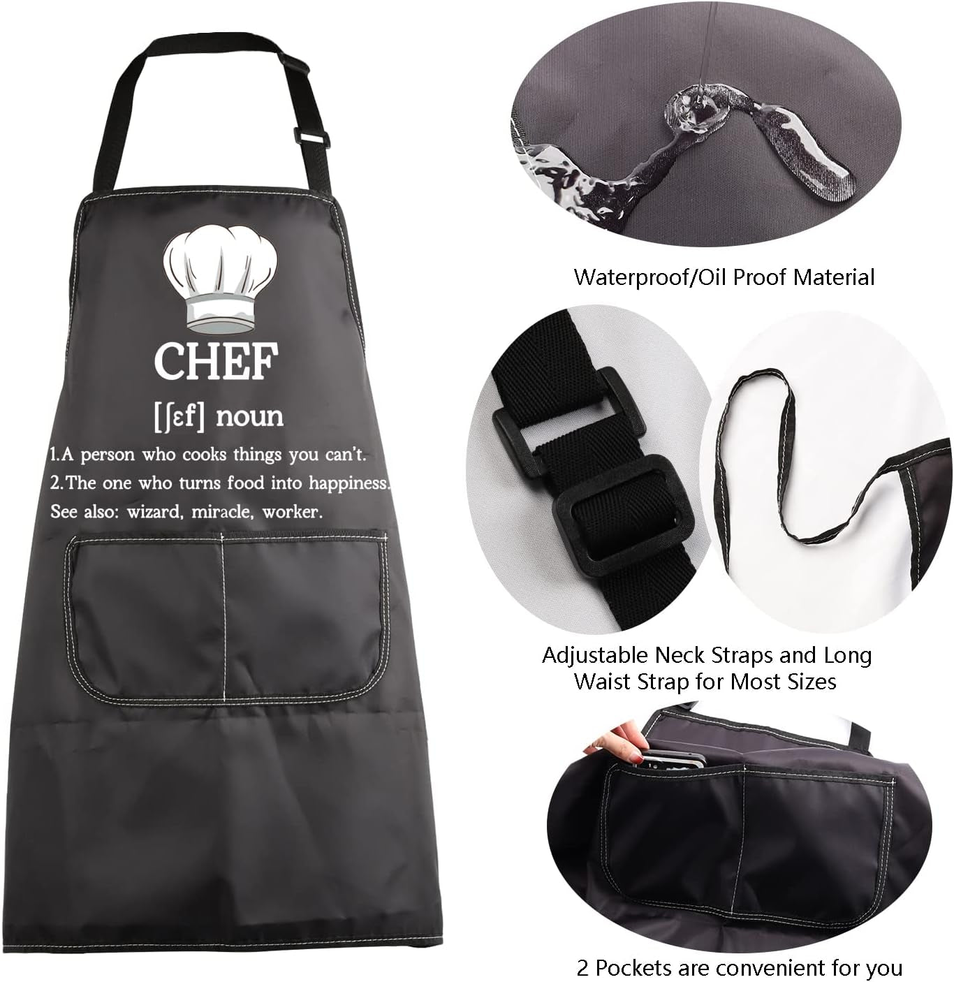 Chef Apron Novelty Chef Cooking Kitchen Aprons Chef Waterproof Apron Culinary School Gifts Chef Graduation Gift